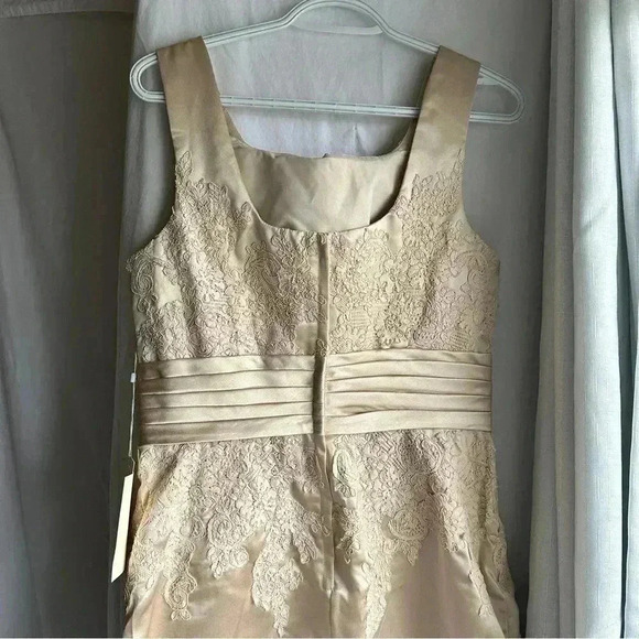 LanTing Mother of the Bride Tan Dress with  Lace - Picture 8 of 12